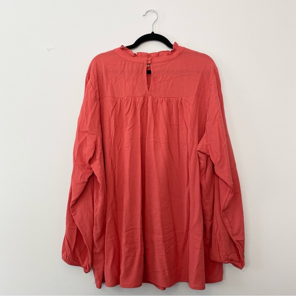 NWT Torrid Coral Crinkle Gauze Boho Relaxed Embroidered Blouse Women’s 3X - Picture 9 of 11